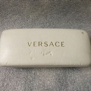 Versace Hard Clamshell Case for Glasses Cream Colored Made in Italy****Flawed***